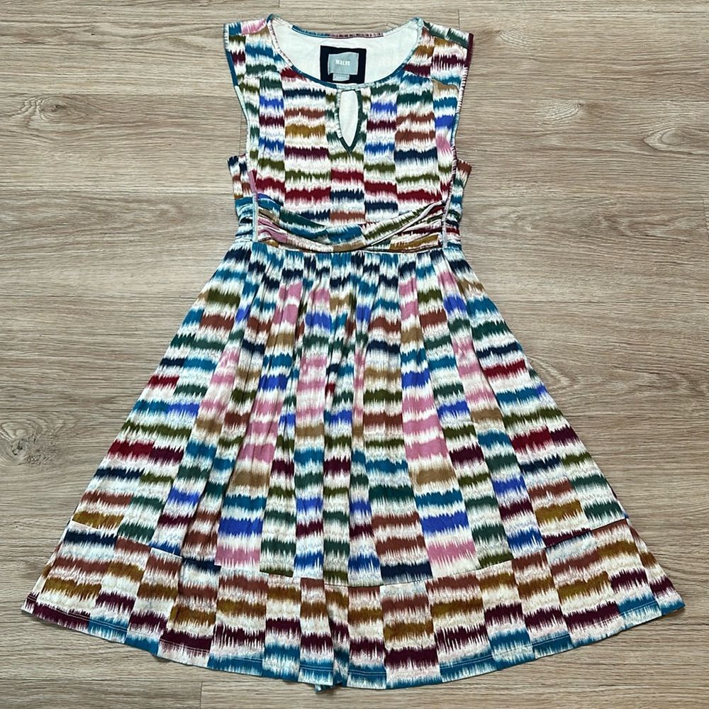 Maeve Anthropologie Sennebec Jersey Knit‎ Multicolor Pocket Dress size XS